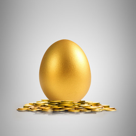 golden a easter egg isolatedの写真素材
