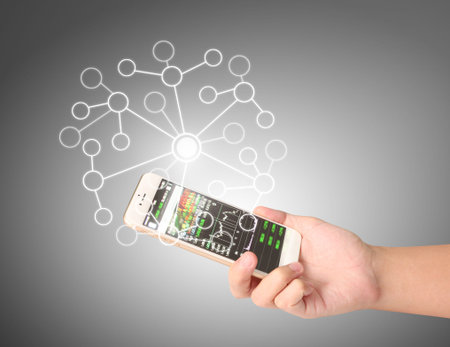 Touch screen smartphone in hand