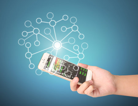 Touch screen smartphone in hand