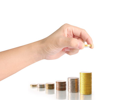 Hand human hand putting coin to money, business ideas