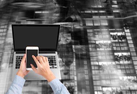 Businessman using a laptop for architectural projec