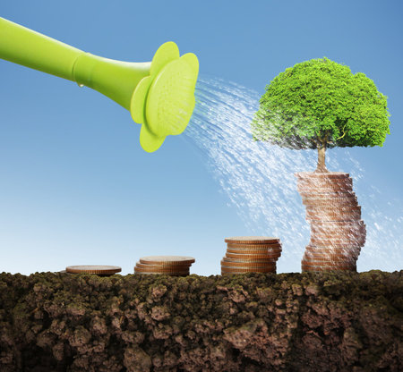 Investment concept, Coins graph stock marketの写真素材