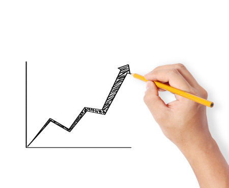 hand drawing a chart showの写真素材