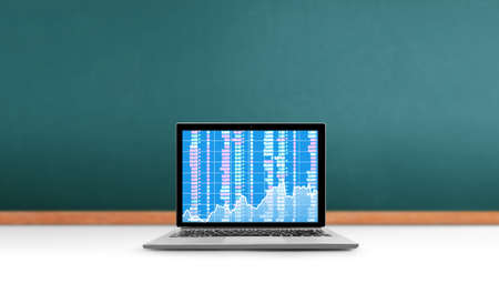 Laptop with screen aluminium bodyの写真素材