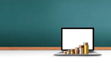 Laptop with screen aluminium bodyの写真素材