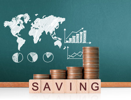 Investment concept, Coins graph stock market