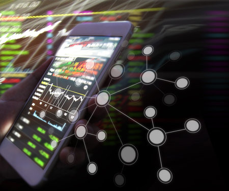 Touch screen smartphone in a hand