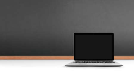 Laptop with screen aluminium bodyの写真素材