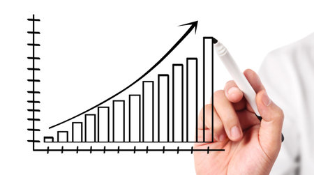 hand drawing a chart showの写真素材