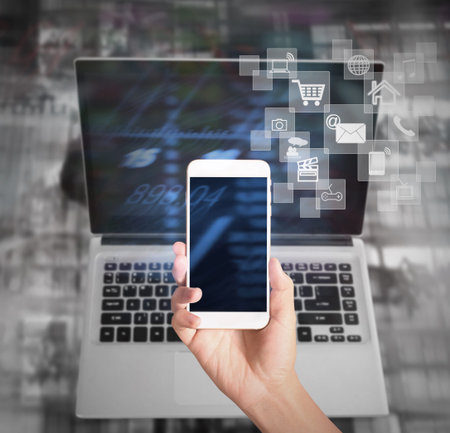 Touch screen smartphone in hand