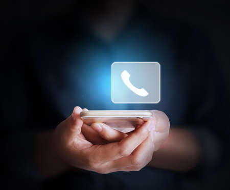 Touch screen smartphone in handの写真素材