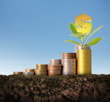 Investment concept, Coins graph stock marketの写真素材