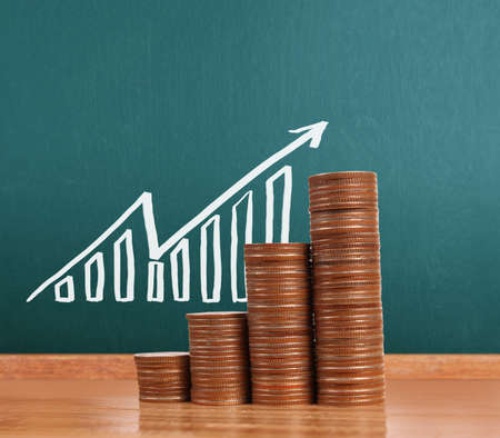 graph coins stock finance and business conceptの写真素材