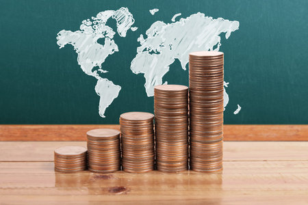 graph coins stock finance and business conceptの写真素材