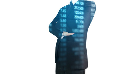 Investment concept,hand with stock financial chart symbols coming from hand