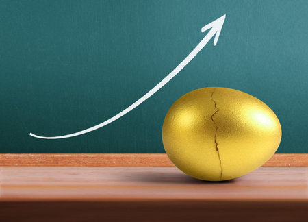 golden a easter egg isolatedの写真素材