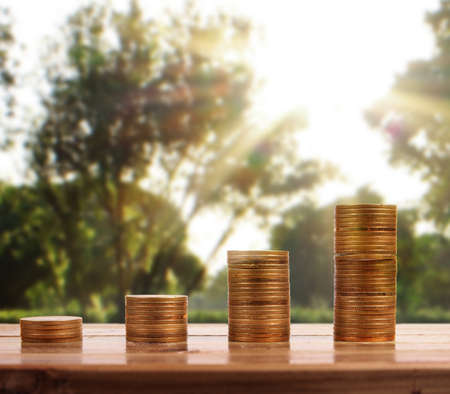 Investment concept, Coins graph stock market の写真素材