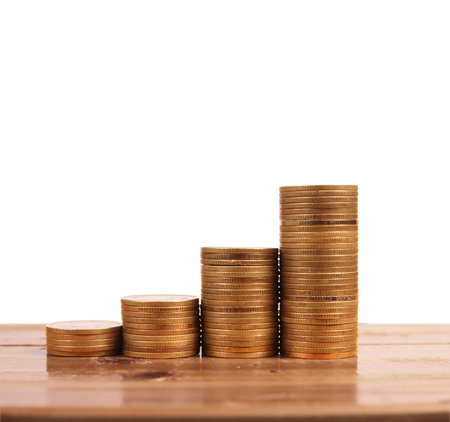 Investment concept, Coins graph stock market 