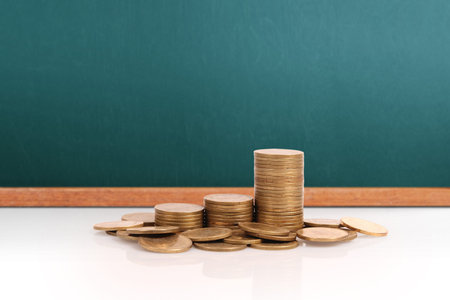 graph money coins stock finance and business conceptの写真素材