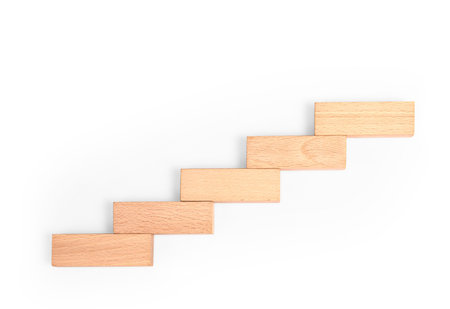 stepping up a toy staircase