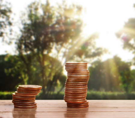 Investment concept, Coins graph stock market