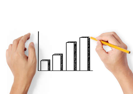 hand drawing a chart showの写真素材