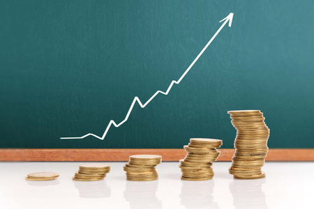 graph coins stock finance and business concept