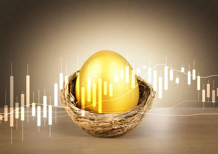 golden a easter egg isolatedの写真素材