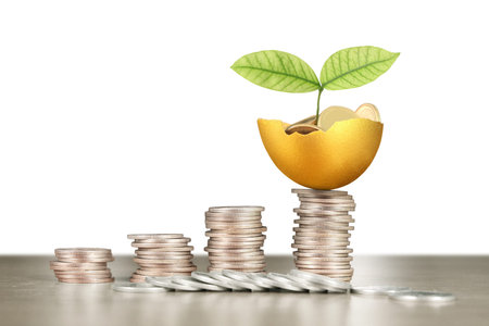 golden a easter egg isolatedの写真素材