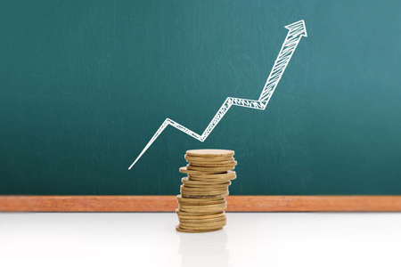 graph coins stock finance and business conceptの写真素材