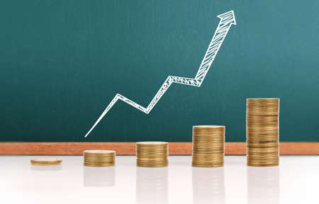 graph coins stock finance and business conceptの写真素材