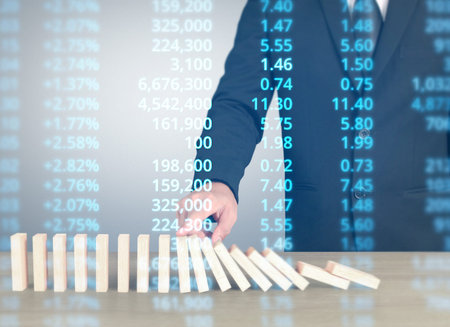 Stopping domino concept , business solution
