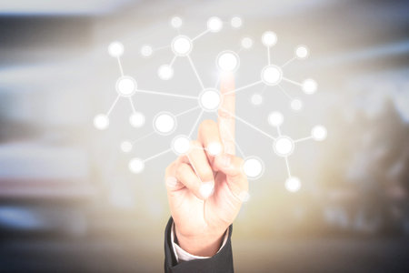 Social networking scheme from the handsの写真素材