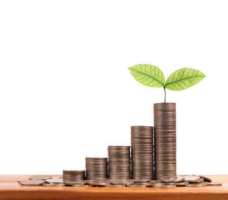 graph money coins stock finance and business conceptの写真素材