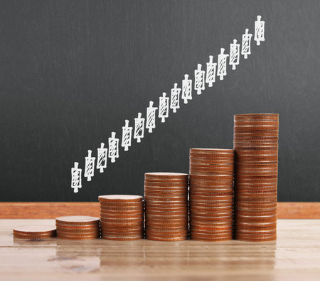 graph coins stock finance and business concept