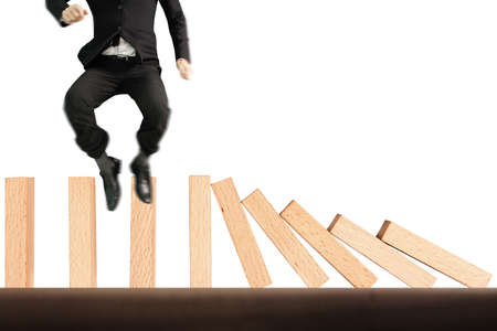 stop a dominoes continuous toppledの写真素材