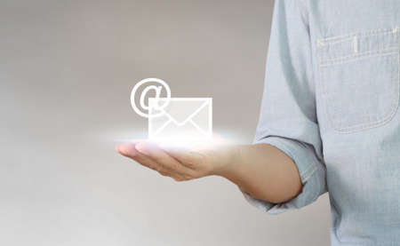 Businessman hand touching  point data network connectionの写真素材