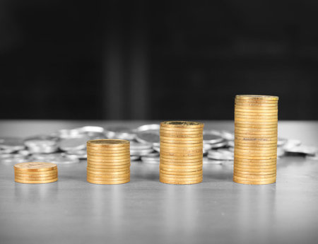 graph coins stock finance and business concept