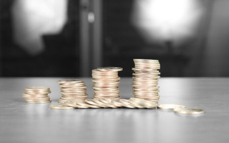 graph coins stock finance and business concept