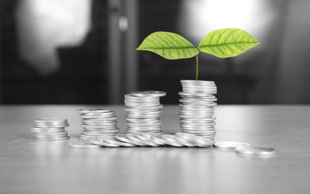 graph coins stock finance and business concept