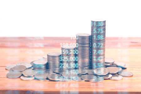 graph coins stock finance and business concept