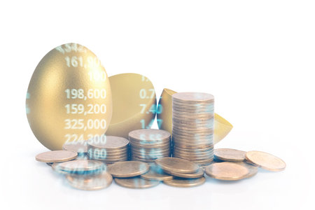 graph coins stock finance and business concept