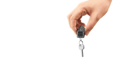 Real estate agent handing over house keys in hand.business idea