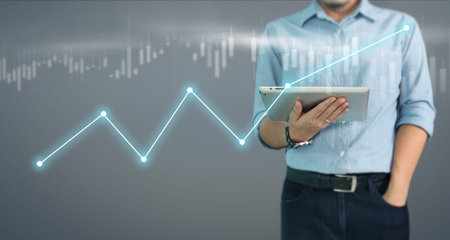 Businessman using digital tablet in a hand.business idea
