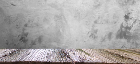 Texture of old gray concrete, Wood table display