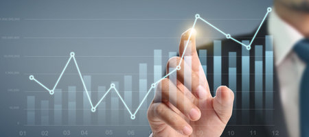Businessman plan graph growth and increase of chart positive indicators