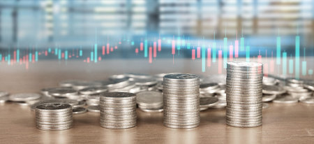 Stock market forex trading graph candlestick chart suitable for financial investment concept and...