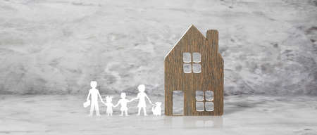 Model house. Real estate rental, purchase and sale concept. Realtor services, building repair and maintenanceの写真素材