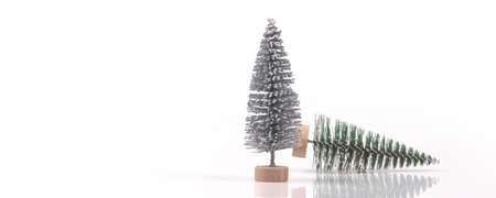 Small and lovely decorated artificial Christmas treeの写真素材