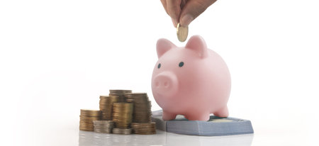 Piggy bank and finance money savingの写真素材